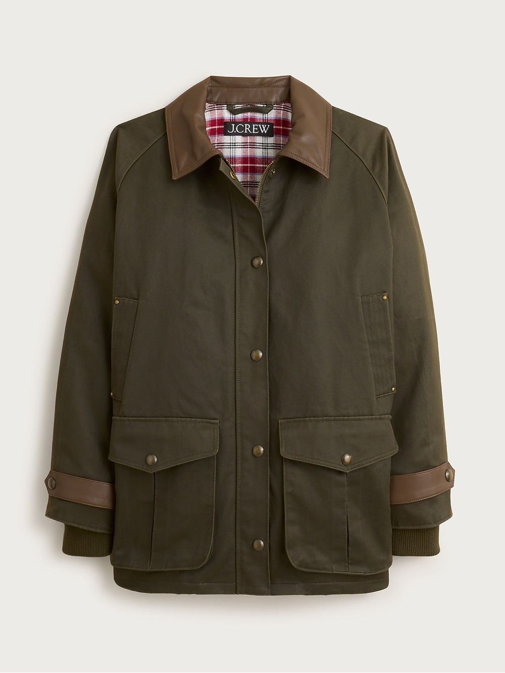 J.CREW Broken In Barn Jacket with Faux Leather Collar, Size S - Picture 3 of 8